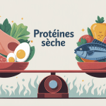 seche et proteine visuel balance entre aliments et silhouettes sportives