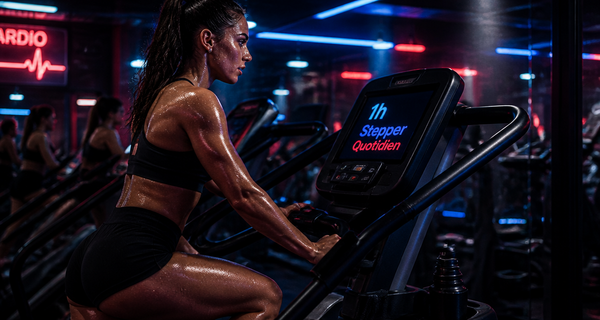 1h de stepper par jour resultats femme sportive salle de sport