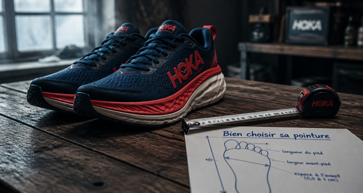 comment taille hoka chaussures sur table avec mètre ruban