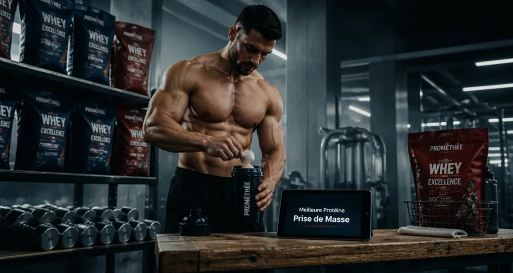meilleur proteine prise de masse athlète shaker