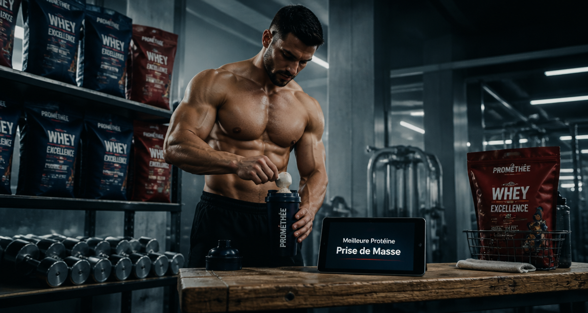 meilleur proteine prise de masse athlète shaker