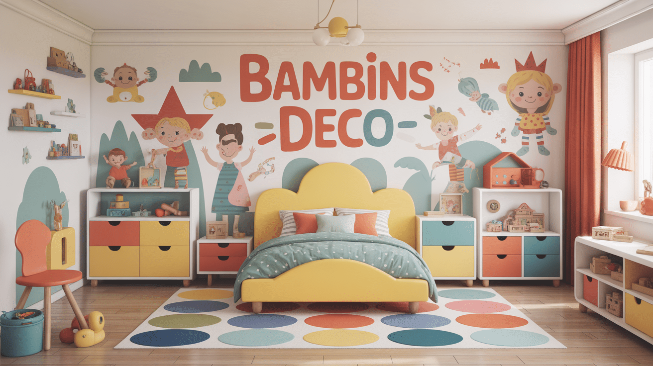 Chambre enfant coloree moderne Bambins Deco mobilier evolutif