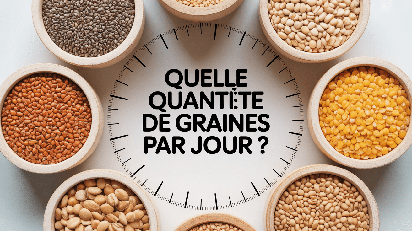 assortiment coloré de graines dans bols en bois quelle quantite de graines par jour