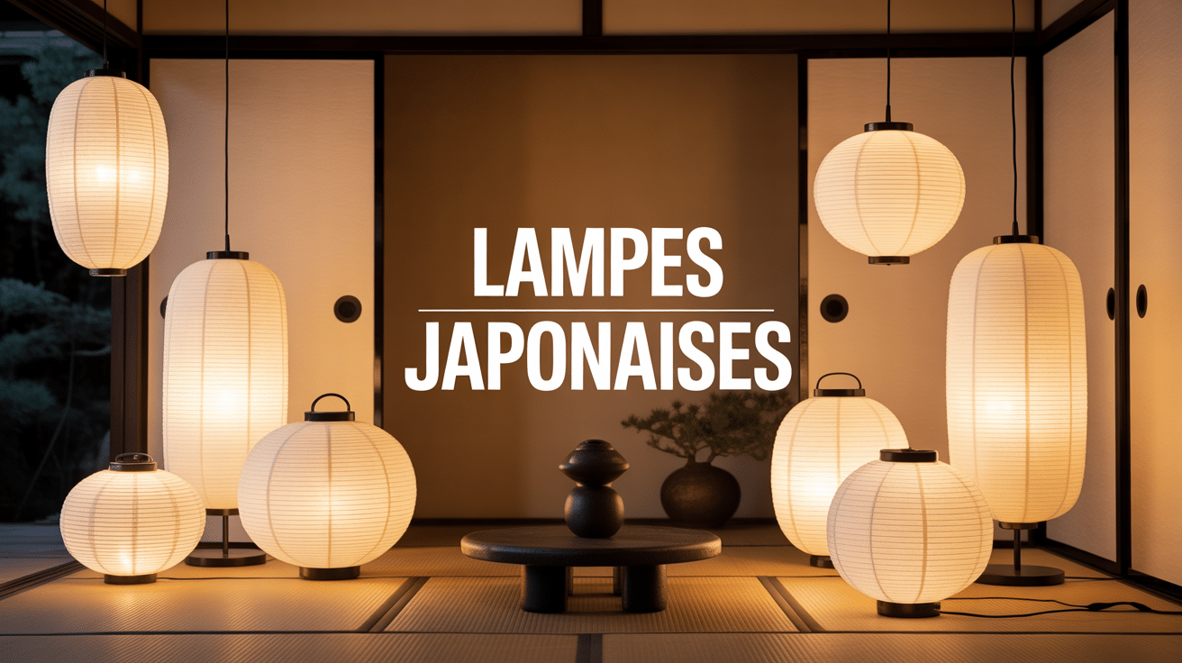 Collection élégante de lampes japonaises en papier washi