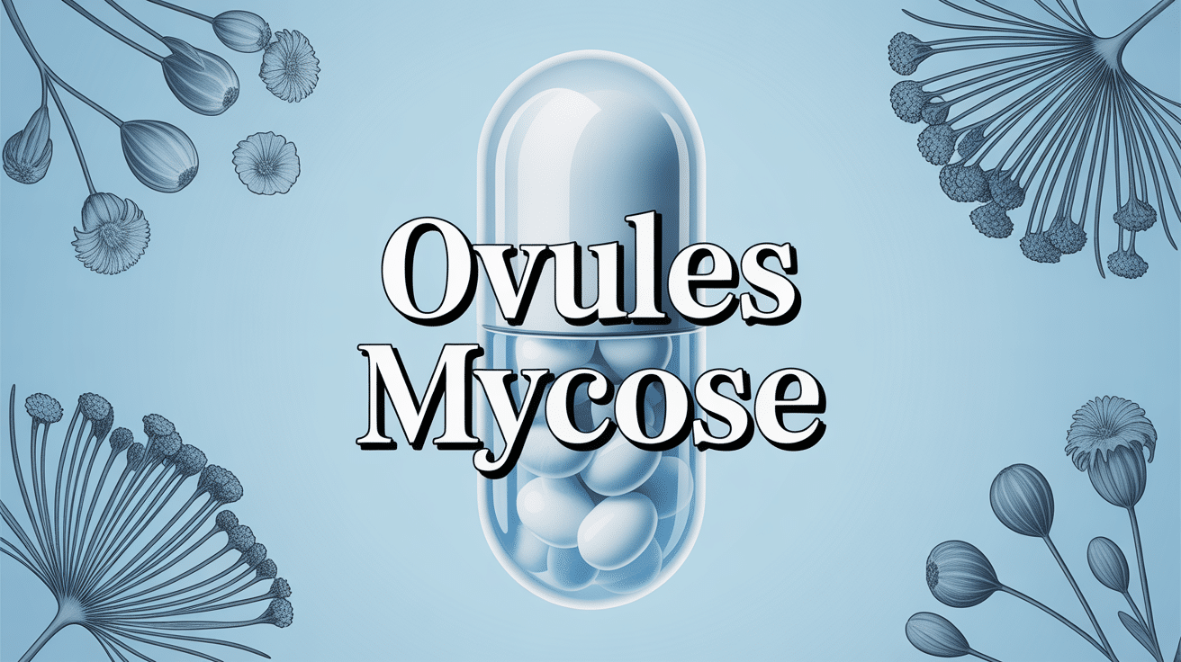 capsule ovule mycose blanche transparente fond bleu