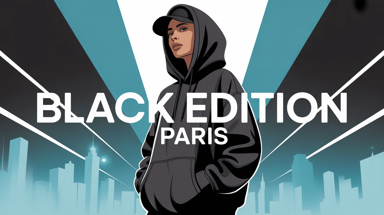 Black Edition Paris silhouette moderne hoodie noir