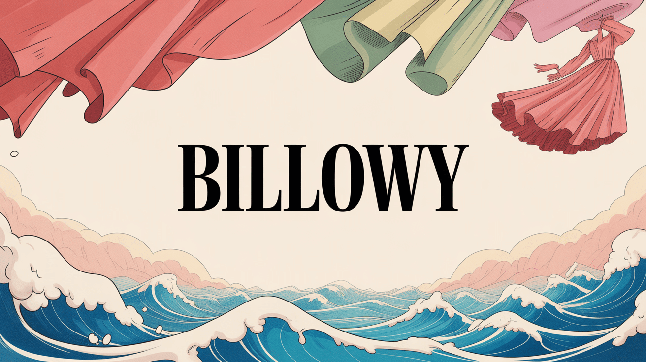 Illustration billowy avec tissus flottants et robe ample