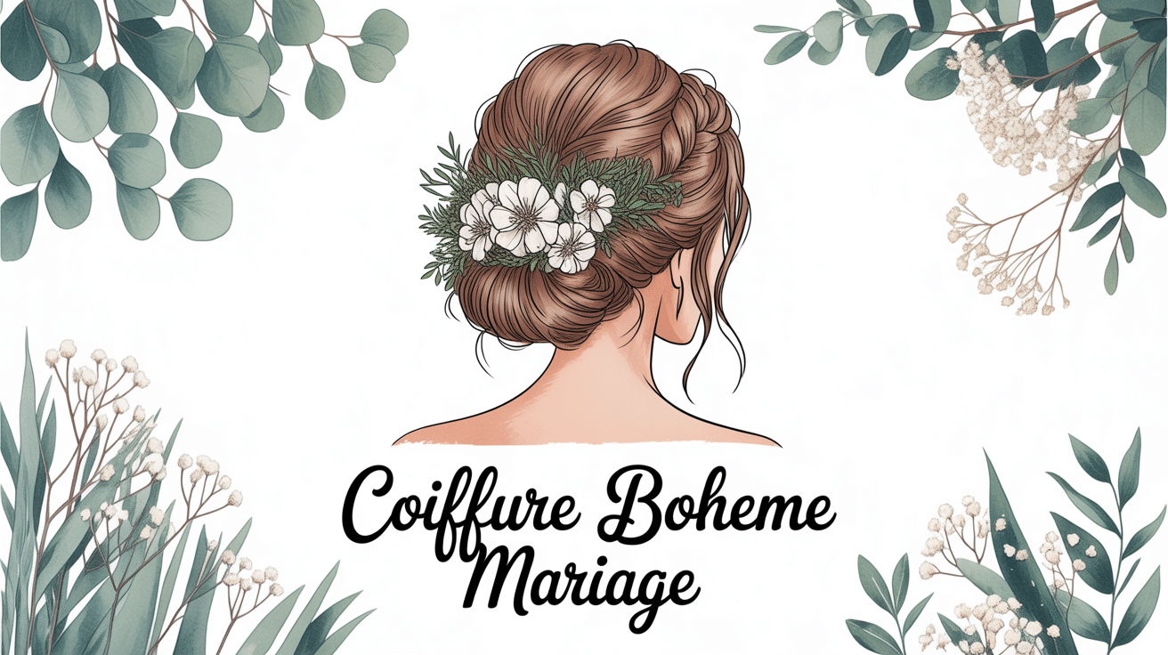 mariée coiffure bohème mariage fleurs blanches champêtre