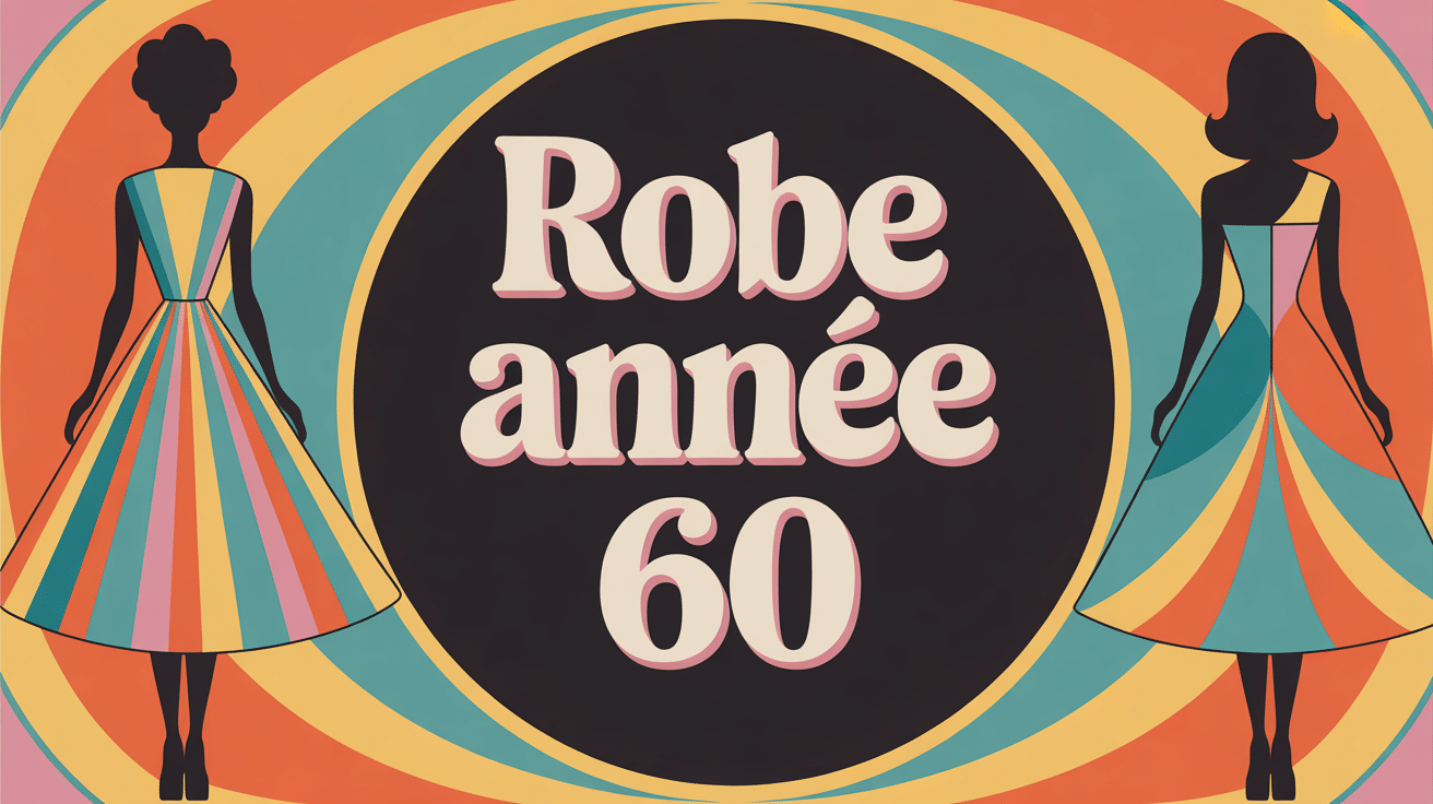 illustration robe année 60 trapèze colorée vintage