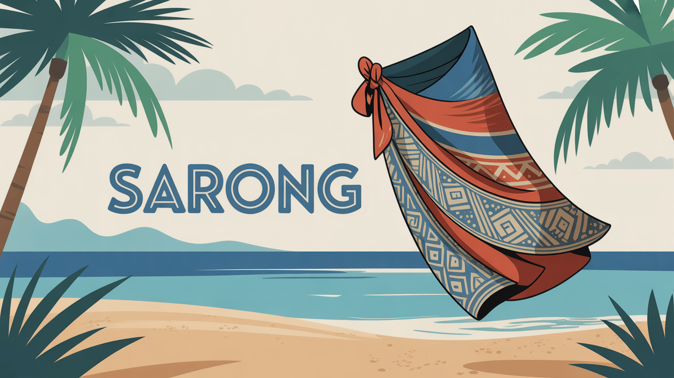 sarong coloré flottant au vent sur plage tropicale