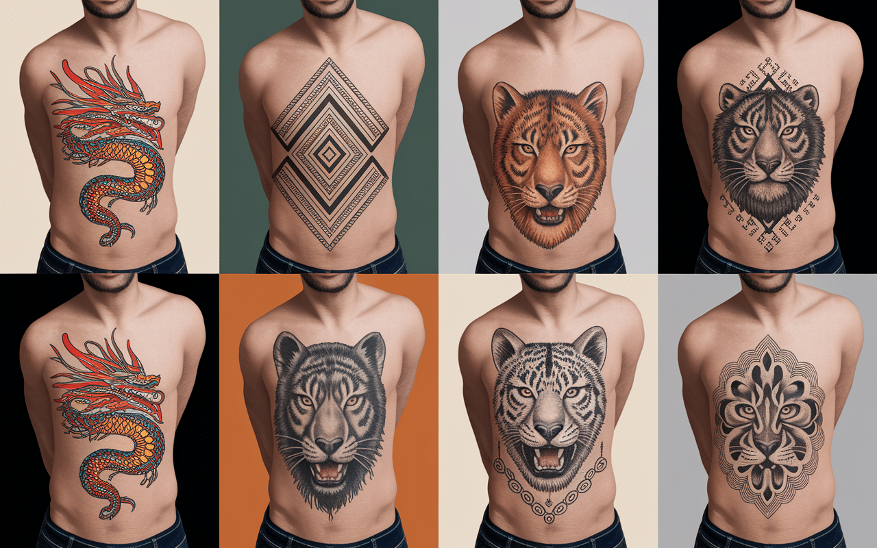 Styles tatouage mollets homme dragon tribal animal