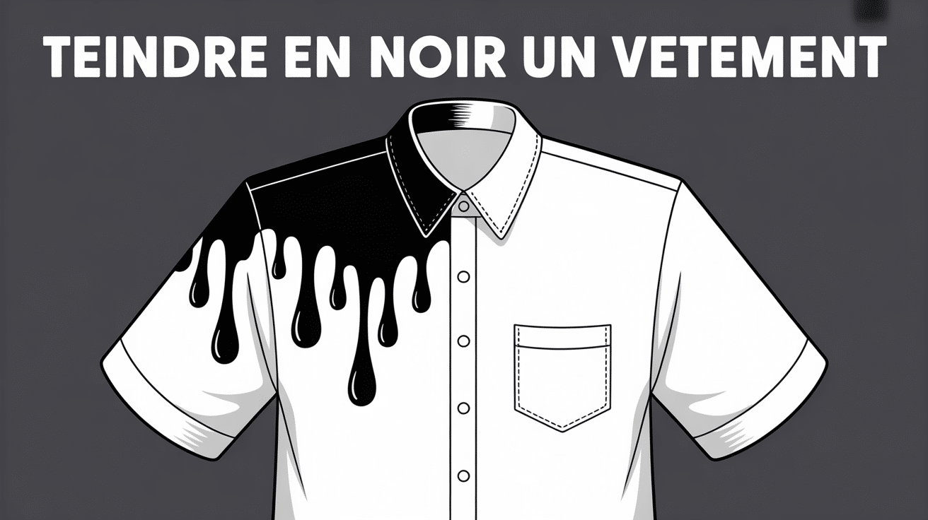 Image teindre en noir un vêtement chemise blanche devient noire