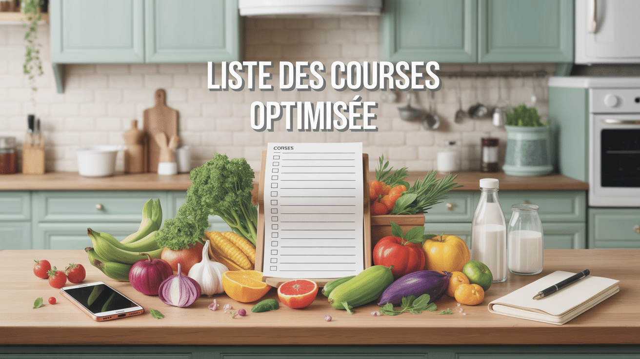 Vue d'ensemble cuisine moderne liste des courses optimisee