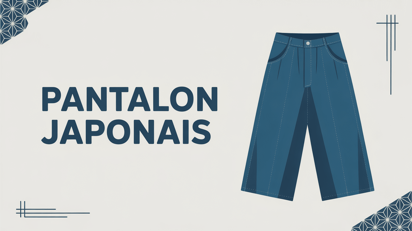 Illustration pantalon japonais traditionnel en denim indigo