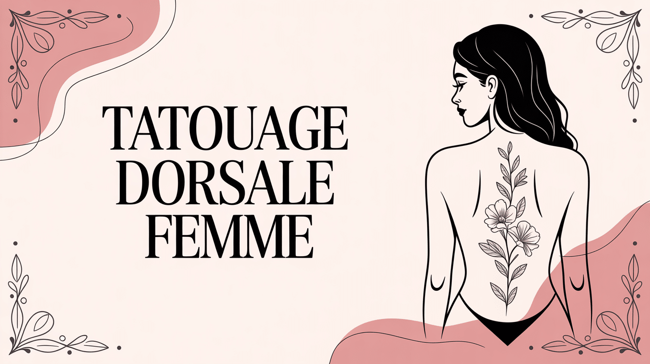 Tatouage dorsale femme vue de dos floral