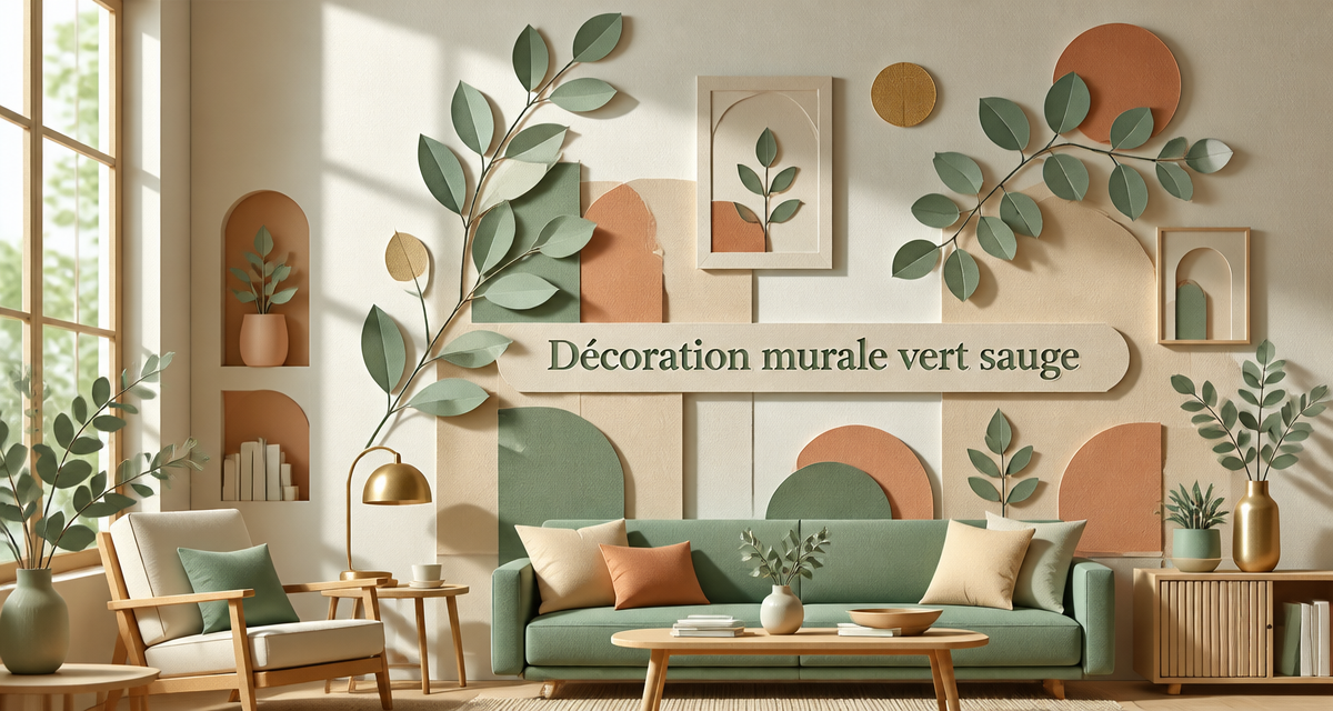 decoration murale vert sauge salon moderne