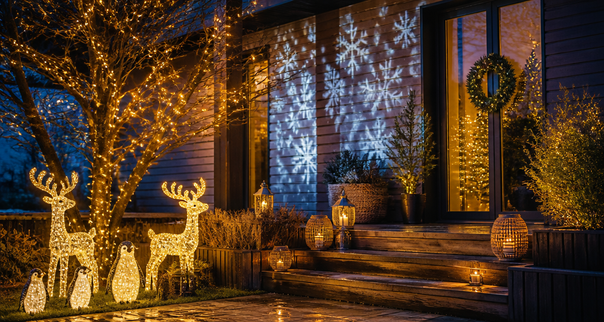 decoration noel exterieur jardin facade maison
