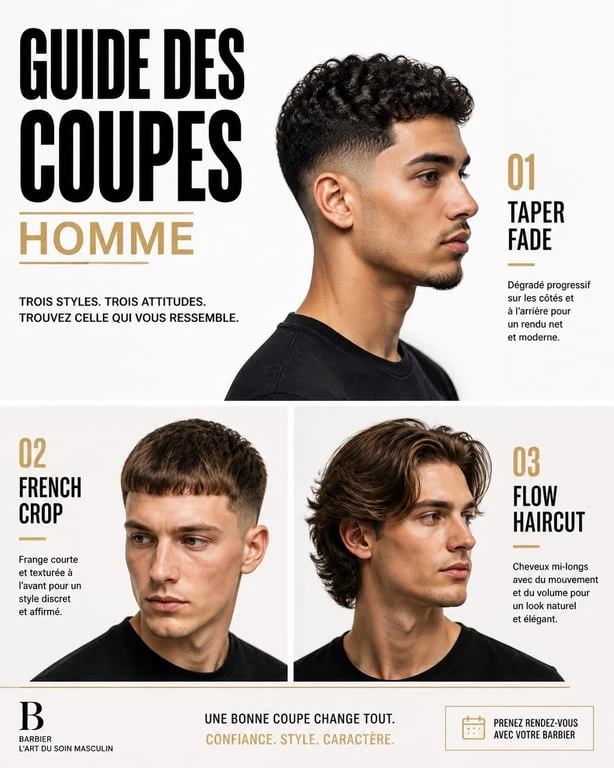 Coupes de cheveux homme tendance, styles de coiffure masculine modernes et élégants.
