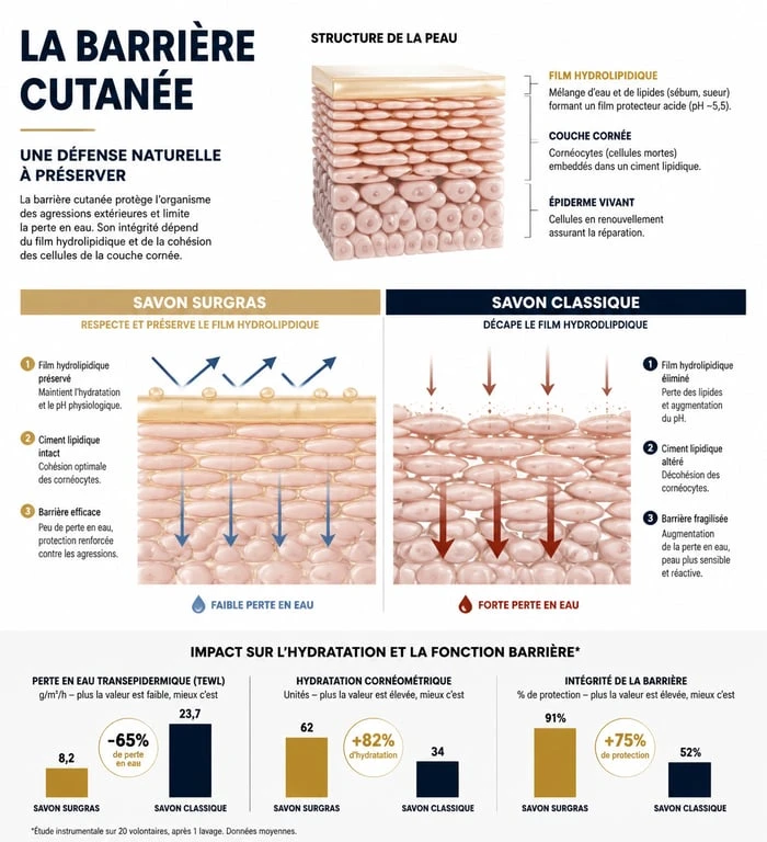 Comparaison scientifique entre savon classique et meilleur savon surgras pour la peau