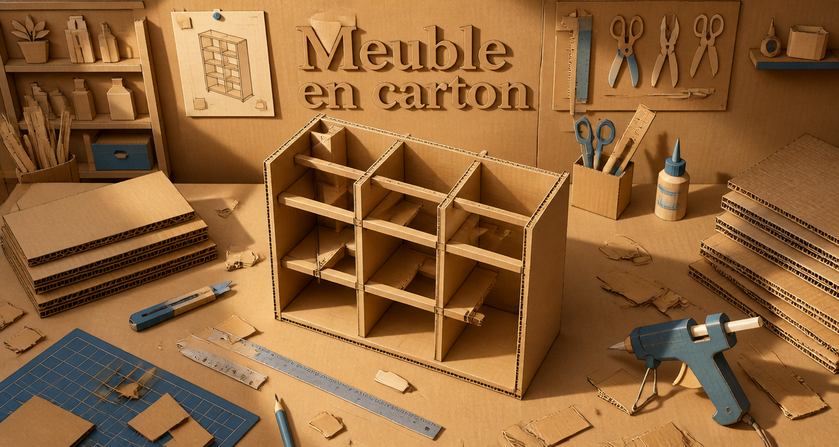 meuble en carton fabrication structure traverses et cannelures