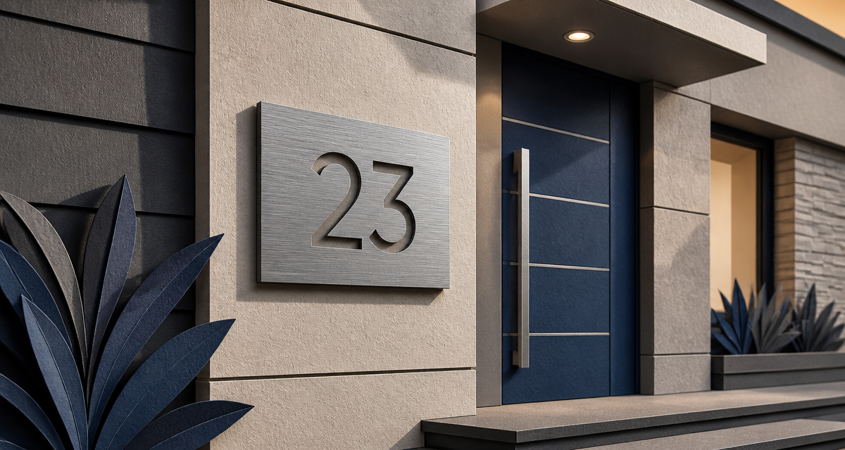 numero de maison design alu brosse sur facade moderne