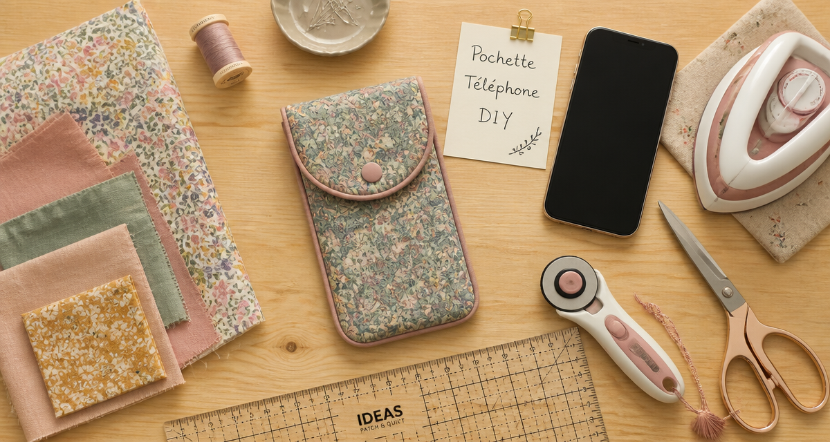 tuto pochette en tissu pour téléphone portable matériel couture