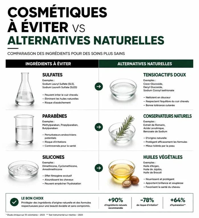 Infographie comparative des ingrédients pour choisir le meilleur gel douche sans produits chimiques