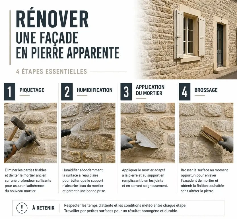Les 4 étapes clés pour la rénovation d'une façade en pierre apparente