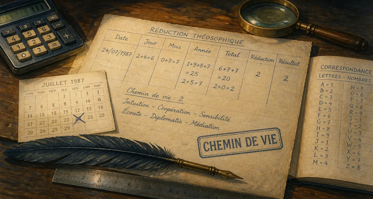 Signification numérologie : feuille Chemin de vie 9 et nombres maîtres
