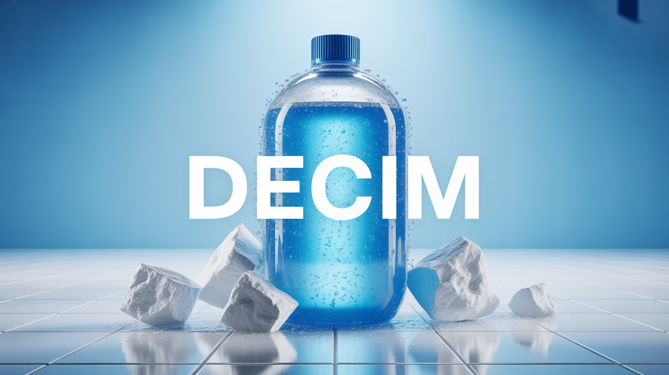 Bouteille de décim détartrant sur carrelage