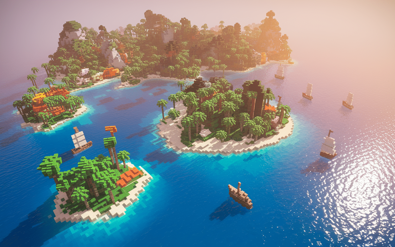 Vue îles serveur One Piece Minecraft minecraft aventure
