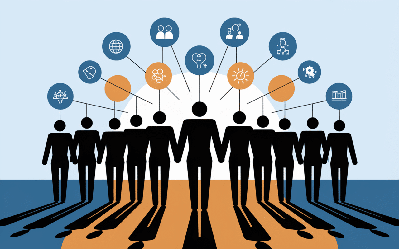 Supporter role illustration collectif connecté