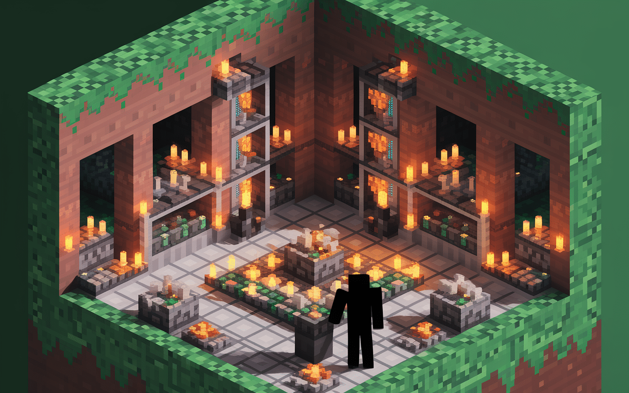 survie minecraft serveur base souterraine sécurisée