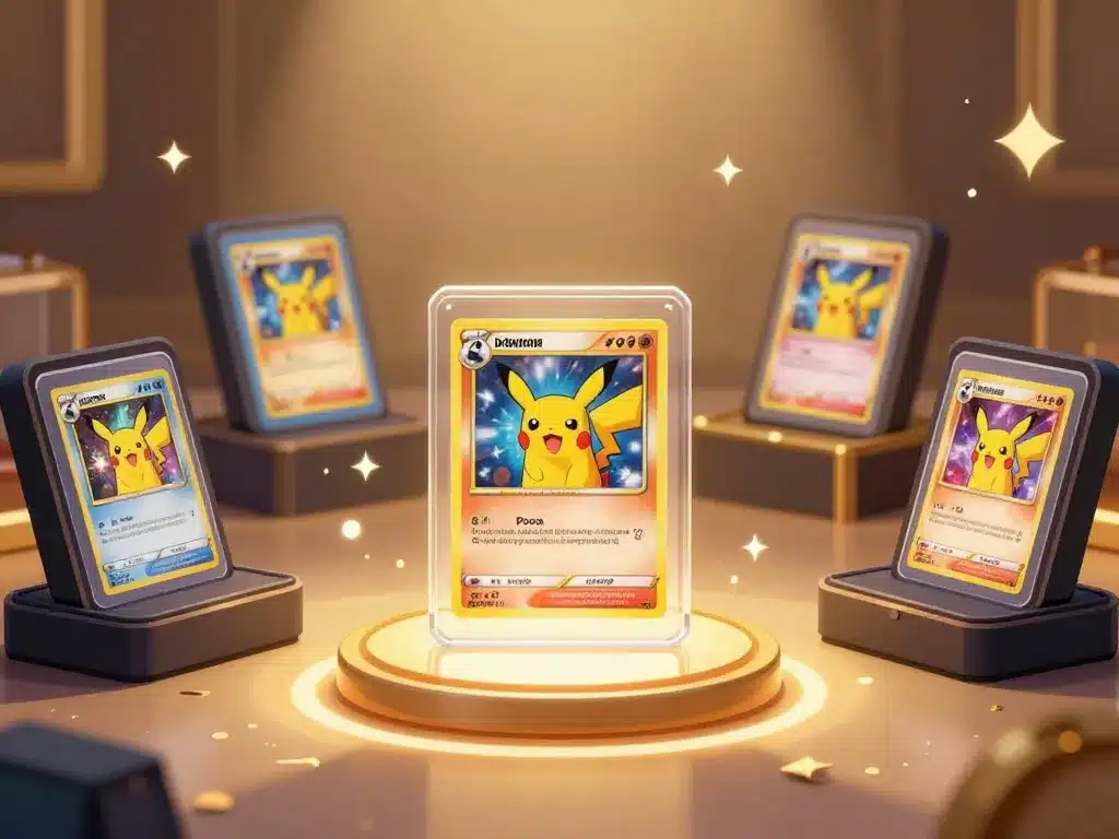 Cartes Pokémon ultra rares scène enchère dorée