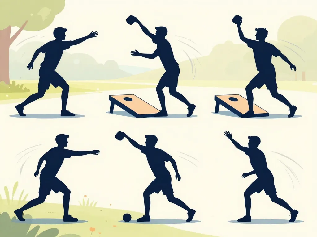 joueur cornhole lancer sac technique