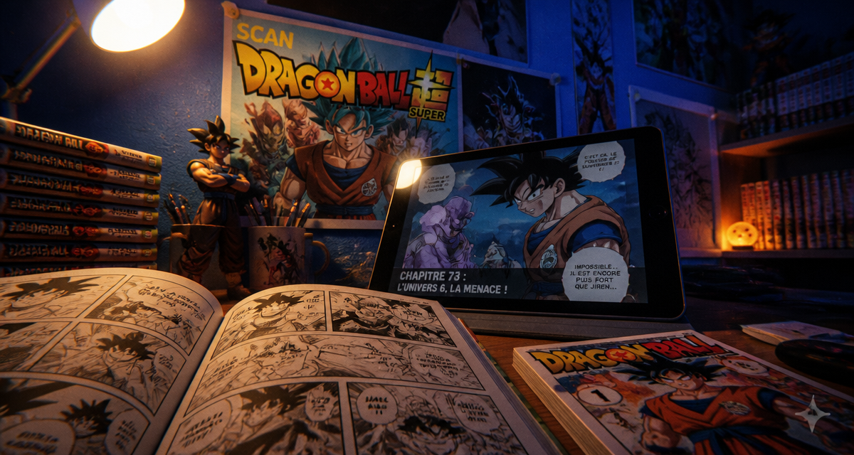 dragon ball scan sur bureau d'adolescent