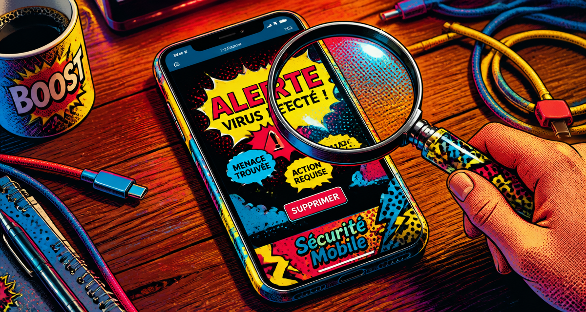 antivirus smartphone alerte sur bureau moderne