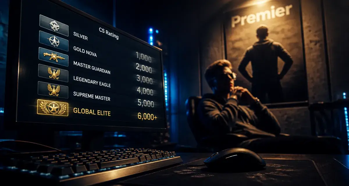 cs global offensive ranks : grades Premier et mode Premier CS Rating