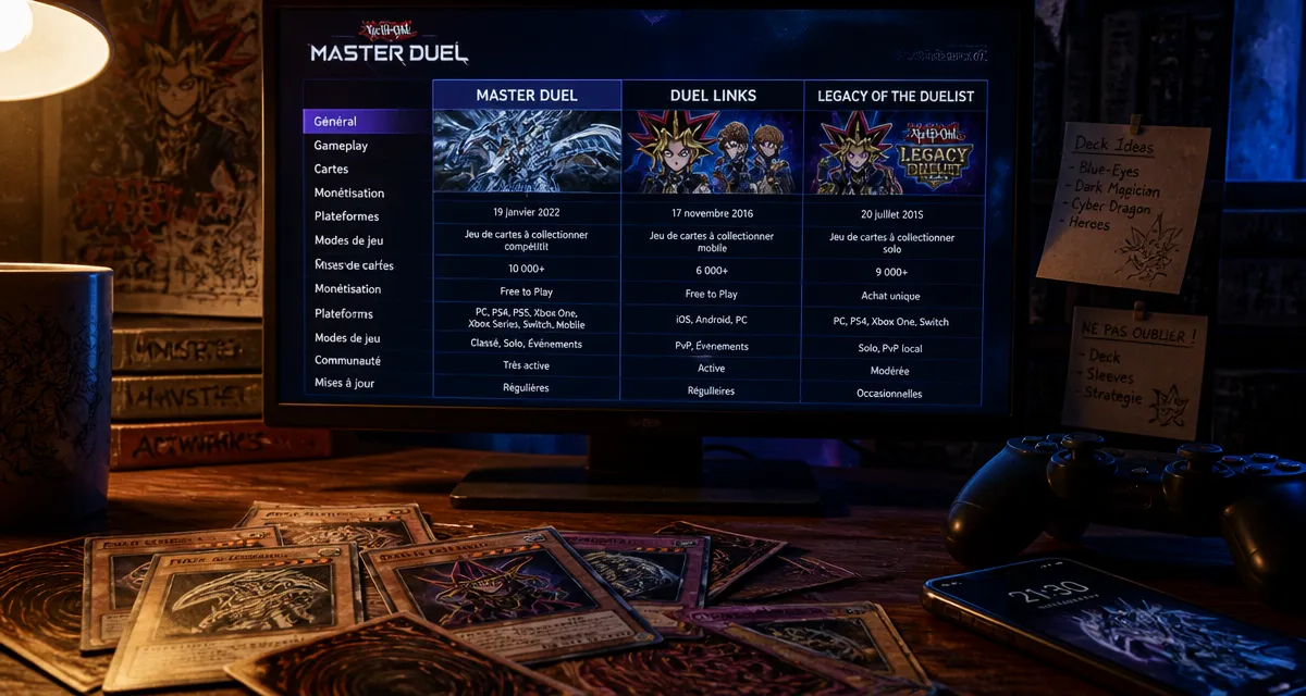 Yu-Gi-Oh jeux video : choisir Master Duel, Duel Links, Legacy of the Duelist