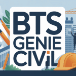 Illustration BTS en genie civil avec plans et chantier