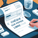 illustration cheque sur papier libre avec feuille blanche et éléments bancaires