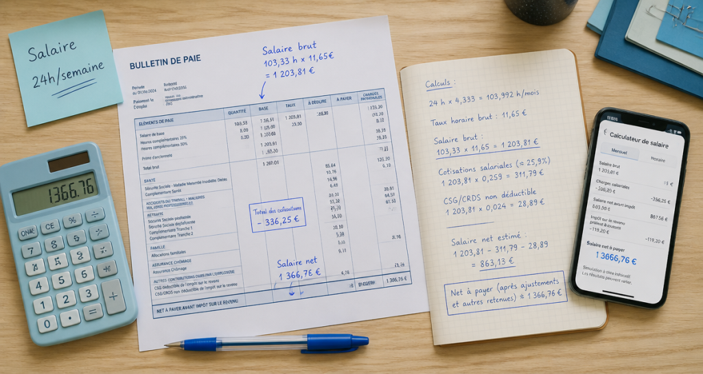 calcul salaire 24h semaine fiche de paie