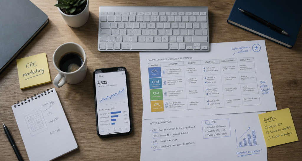 bureau cpc marketing graphique smartphone