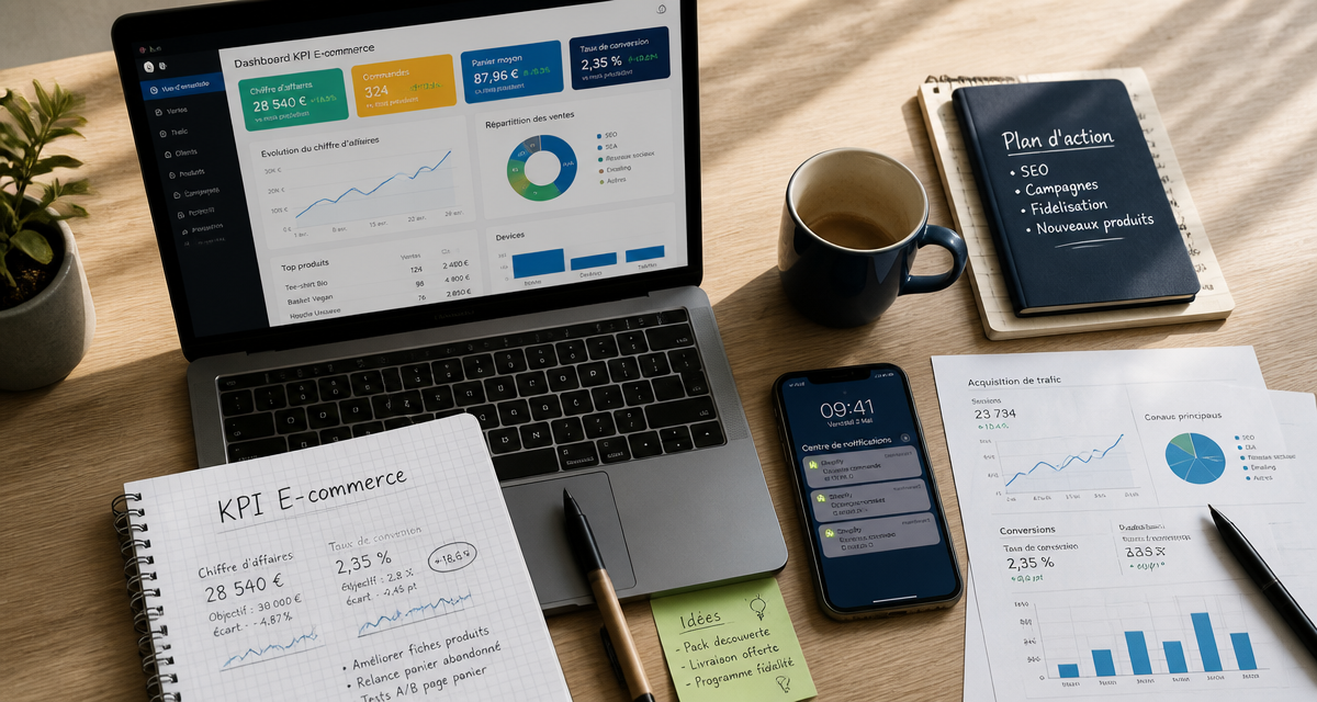 kpi e commerce bureau tableau de bord
