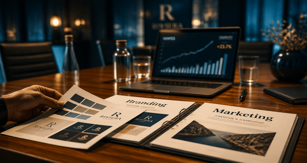 marketing branding table dossiers