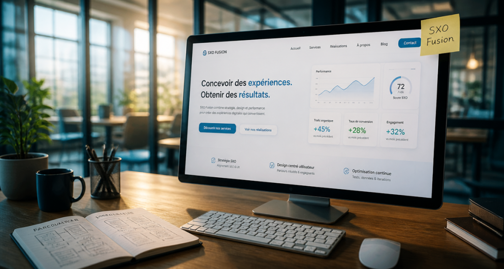 SEO UX interface web moderne sur écran