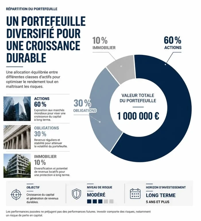 Graphique de répartition d'un portefeuille pour optimiser son placement financier