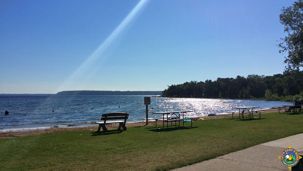 sunny lakeside spot in Door County Wisconsin