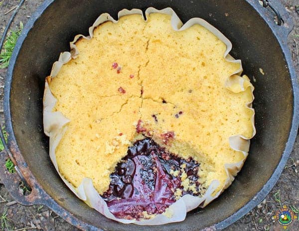 Lemon Blueberry Dump Cake in the Dutch Oven