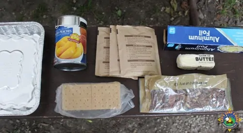 ingredients for camping peach crisp